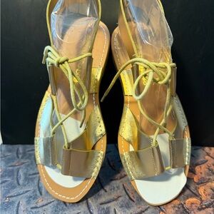 Dirty Laundry Emphasis Women's Sandals Gold STRAPPY Flats Shoes Size 7.5